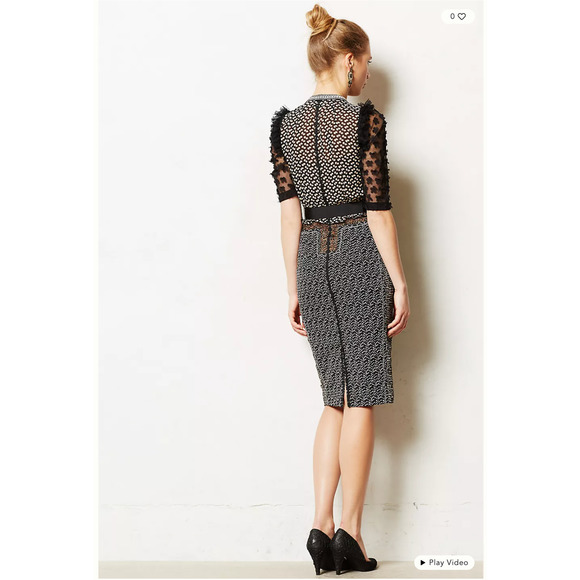 Anthropologie Beguile by Byron Lars Allusione Dress Black Lace Insert Sheath 4P - Picture 10 of 13